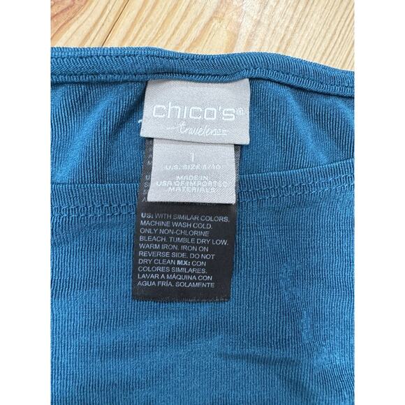 Travelers By Chicos Tunic Top Womens Short Sleeve Asymmetrical Green M (1) - Picture 5 of 7